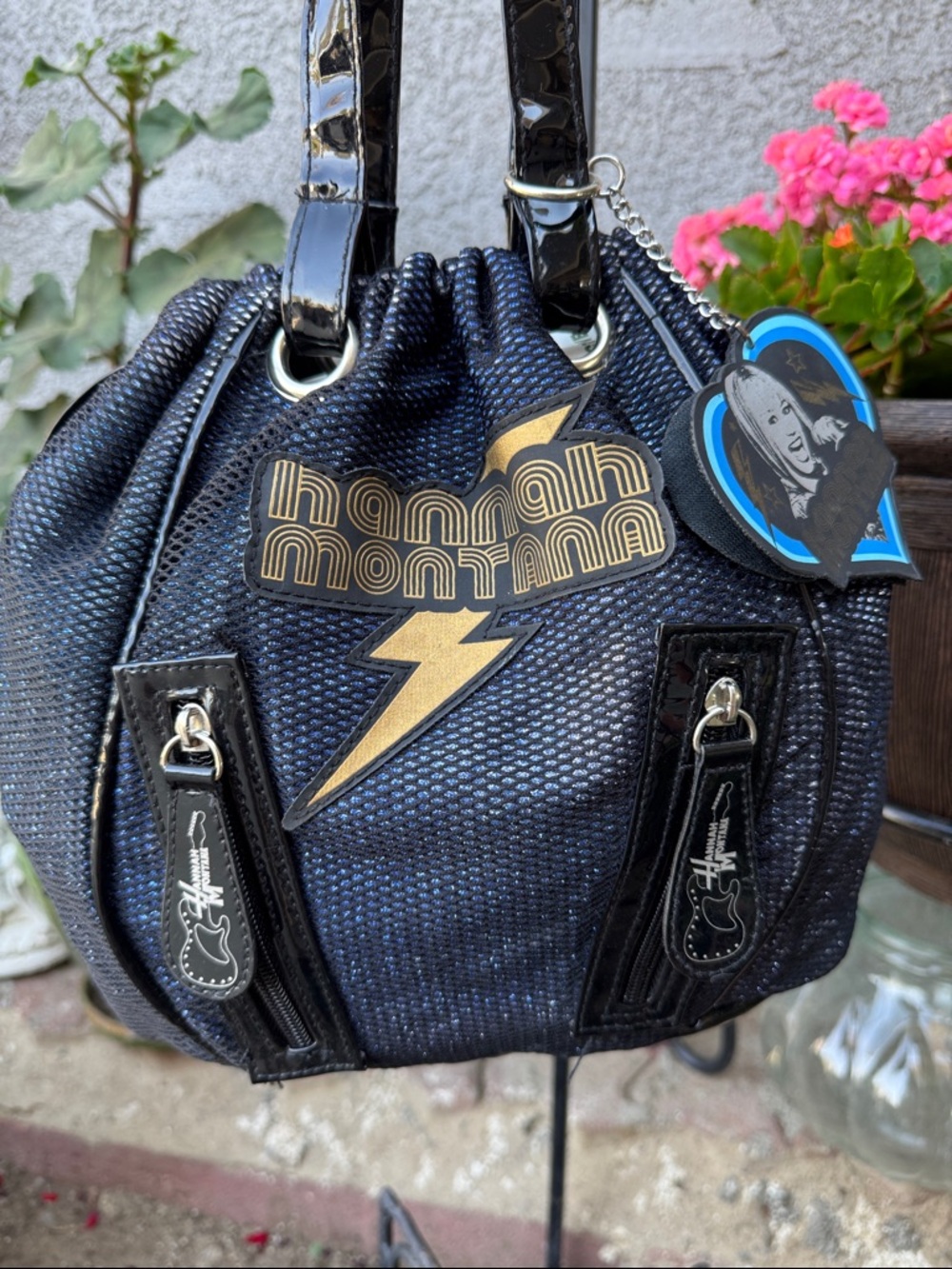 Hannah Montana Navy Sparkle Drawstring Shoulder Bag - Picture 2 of 7